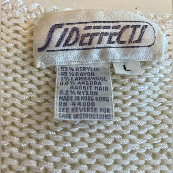 Vintage Lambswool Rabbit Angora Sweater Beading Sequins Size L By Side Effects - Picture 2 of 9